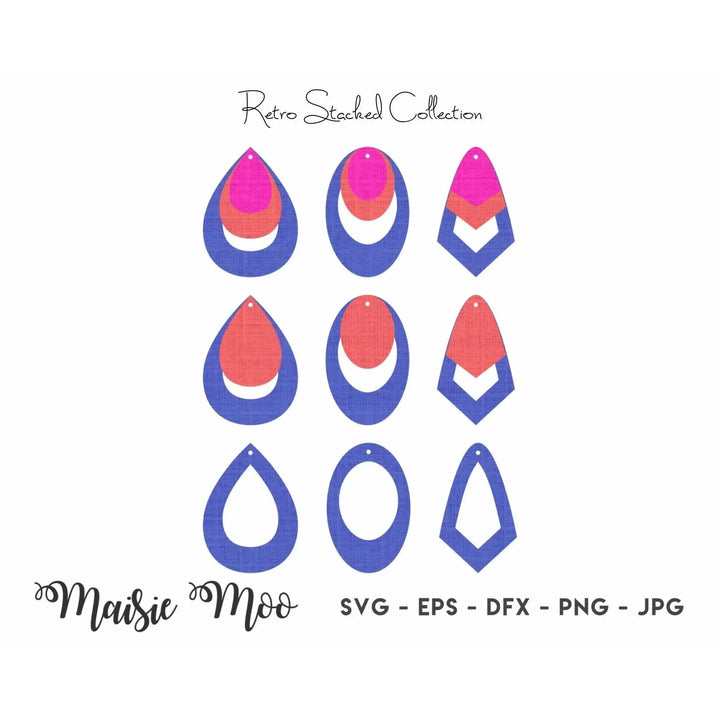 Stacked Earring SVG | Layered Earring | Cricut Earring Template | Faux Leather Earrings - Maisie Moo