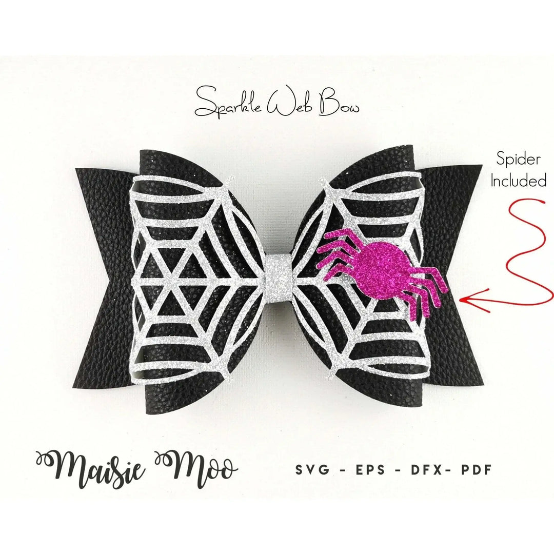Halloween Bow SVG | Spiderweb Bow Template SVG | Lace Bow SVG - Maisie Moo