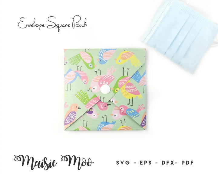 Square Coin Purse SVG Bundle, Face Mask Pouch SVG Card Pouch Template