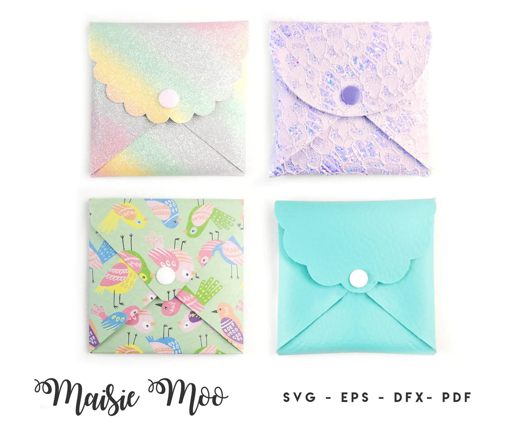 Square Coin Purse SVG Bundle, Face Mask Pouch SVG Card Pouch Template