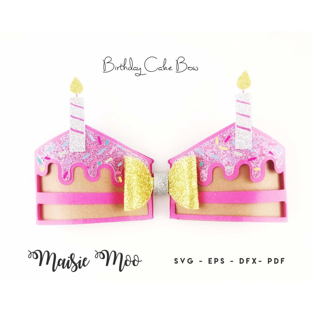 Birthday Cake Bow SVG | Birthday Bow Template - Maisie Moo