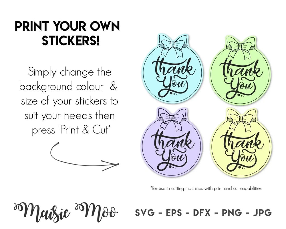 Bow Framed Thank You Stickers - Maisie Moo