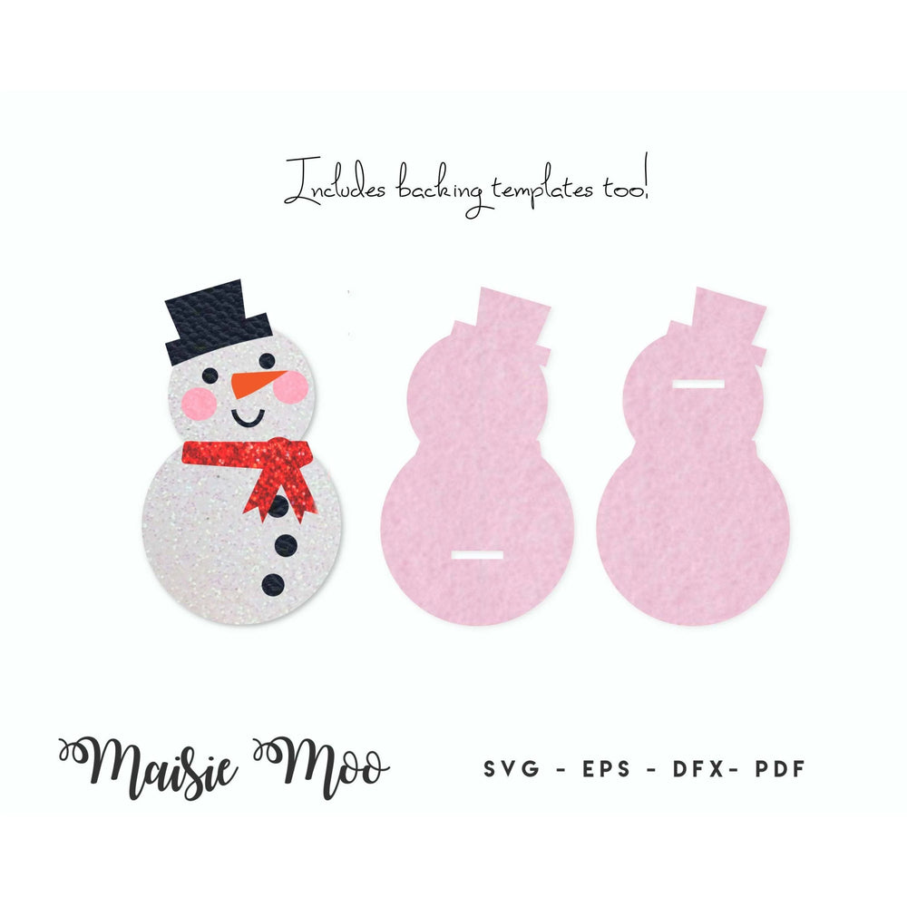 Christmas Snap Clip SVG | Snapclip Template | Bow Center Snowman