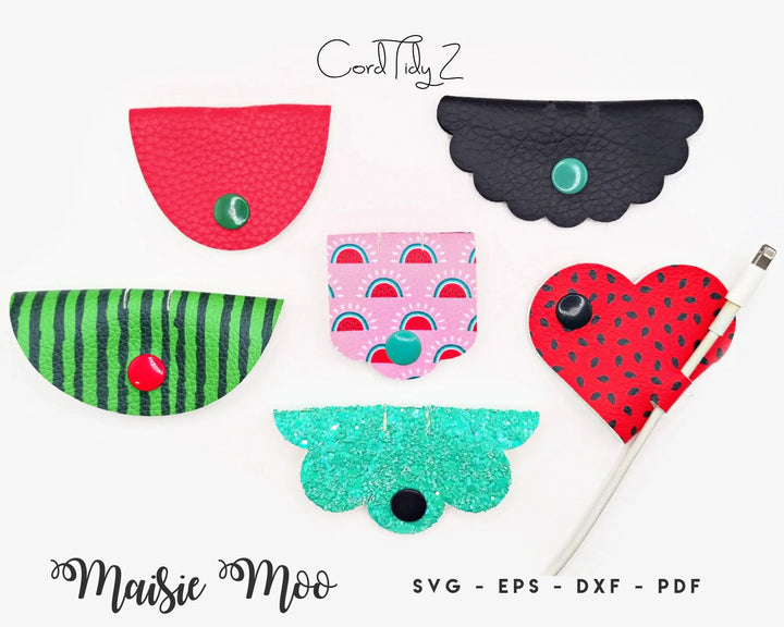 Cable Organizer SVG, Cord Tidy Template, Earphone Holder SVG, Cable Taco, Cord Keeper,  Faux Leather Crafts No Sew for Cricut Cut Files