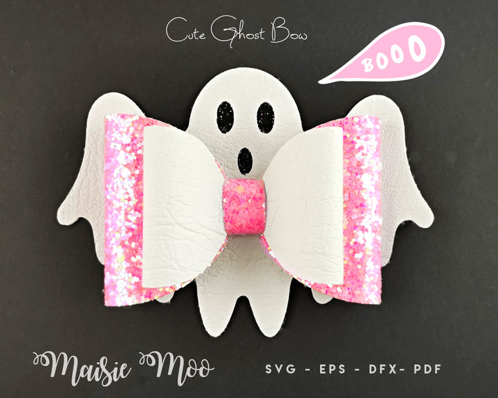 Halloween Ghost Bow SVG | Halloween Bow Template | Ghost Hair Bow SVG
