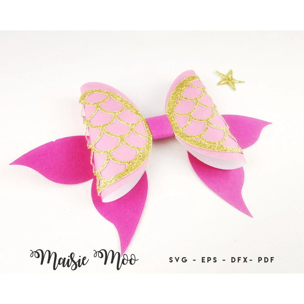 Mermaid Bow Template | Mermaid Tail Bow Template SVG - Maisie Moo