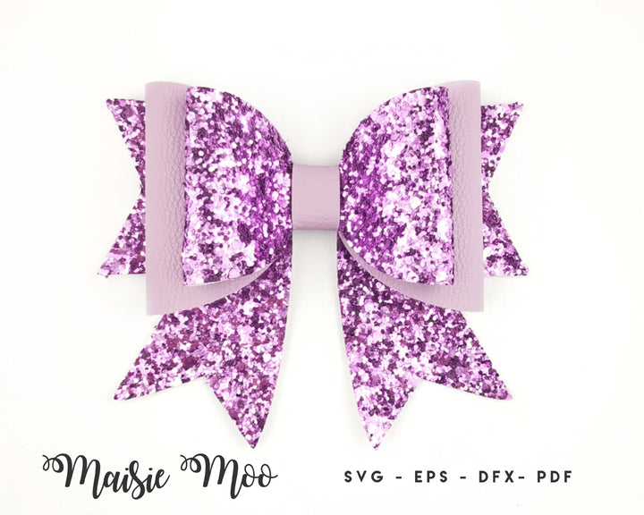 Hair Bow SVG, Bow on Bow Template, Faux Leather Bow SVG,