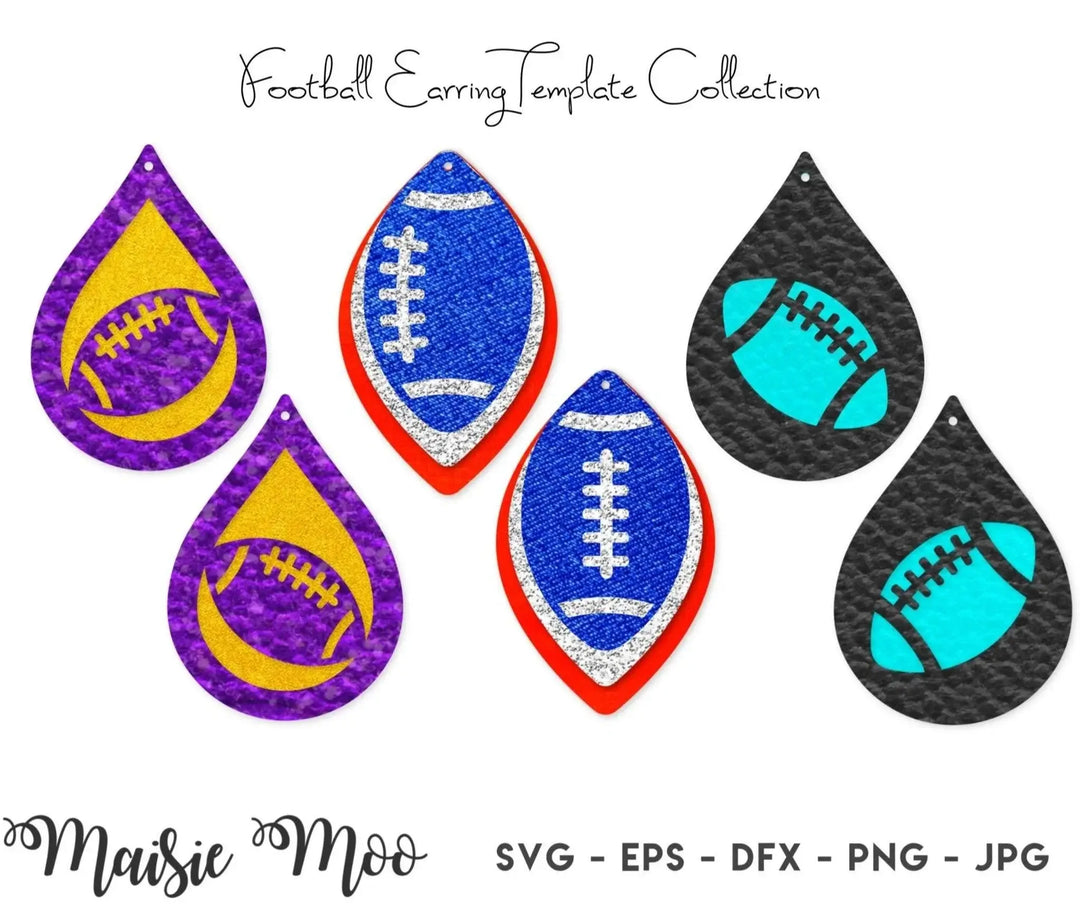 Football Earring SVG | Faux Leather Earring Templates | Cricut Earring SVG | Cricut Earring Template