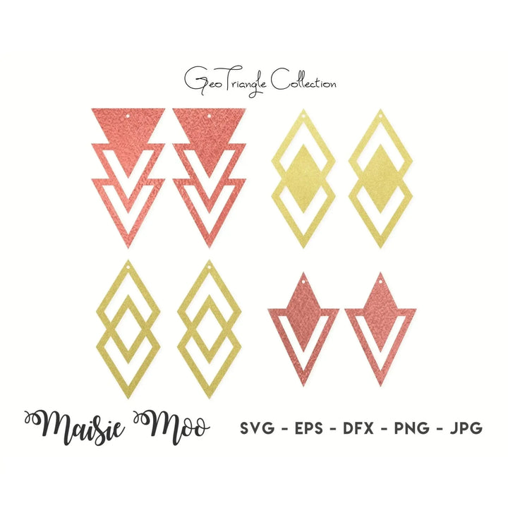 Earring Templates | Triangle Earring SVG | Cricut Earring Template | Diamond Earrings - Maisie Moo