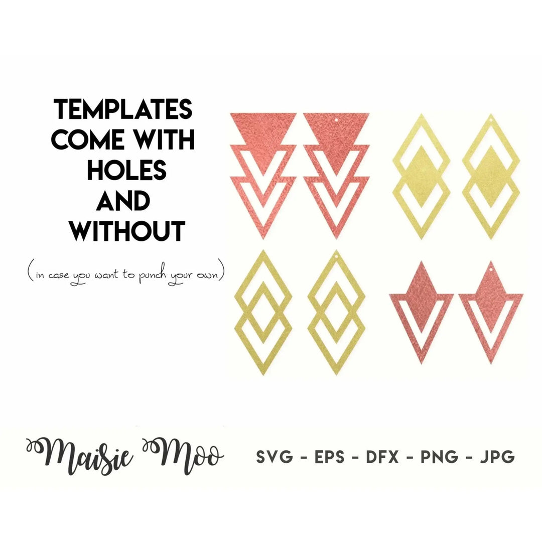 Earring Templates | Triangle Earring SVG | Cricut Earring Template | Diamond Earrings - Maisie Moo
