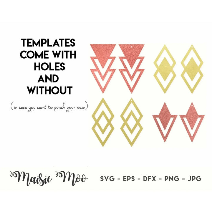 Earring Templates | Triangle Earring SVG | Cricut Earring Template | Diamond Earrings - Maisie Moo