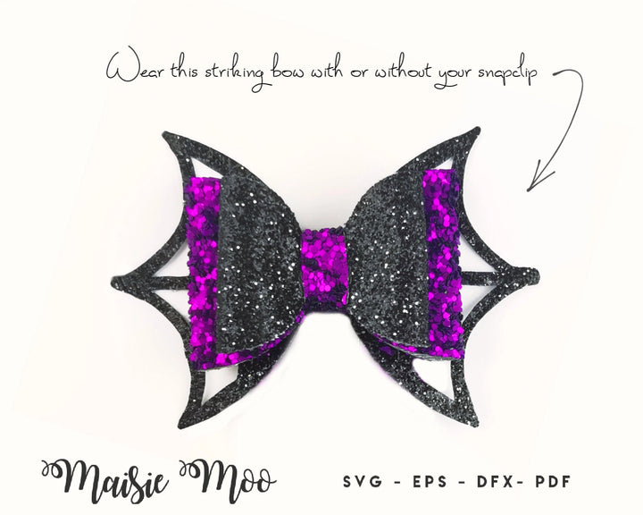 Gothic Snap Clip SVG Halloween Snapclip Template Bat Wing Bow Template