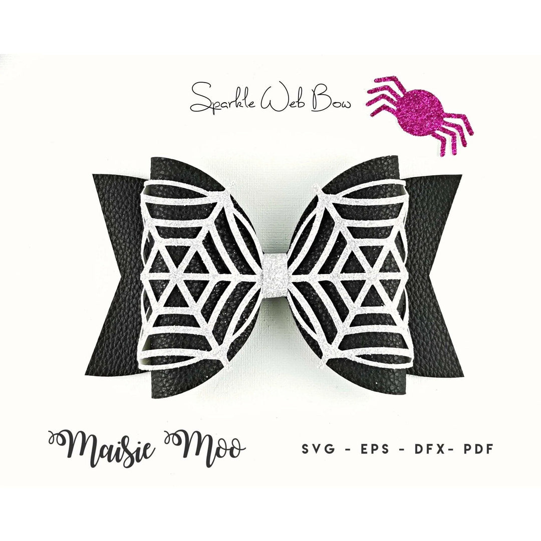 Halloween Bow SVG | Spiderweb Bow Template SVG | Lace Bow SVG - Maisie Moo