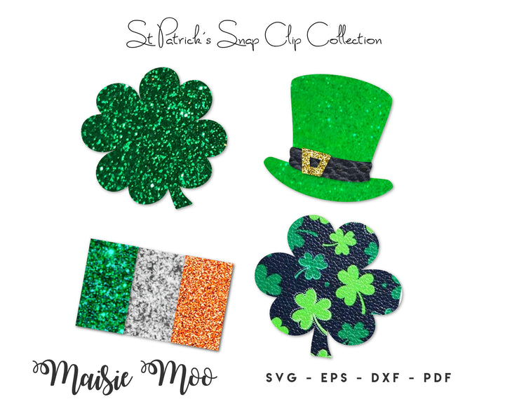 St Patrick's Snap Clip SVG, Saint Paddy Snapclip Template, Shamrock Clover Bow Template, Bow SVG, Clippie Cover, HairClip Maisie Moo