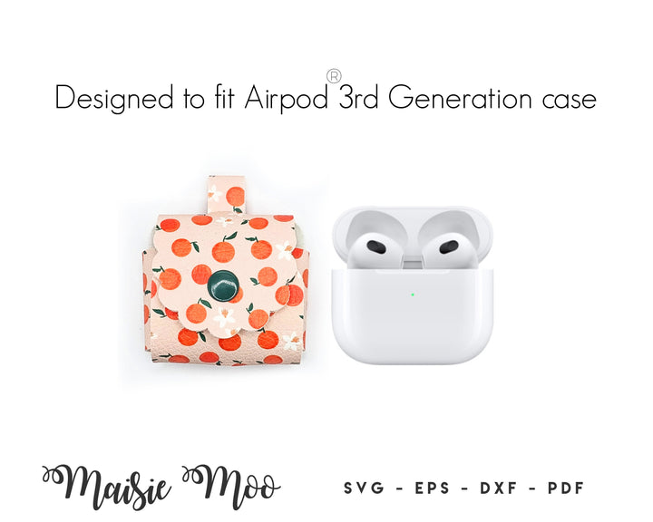 AirPod® 3rd Generation Cover SVG, EarPod Case Template, Keychain Holder SVG, No Sew, Faux Leather Svg files for Cricut Cut Files Maisie Moo
