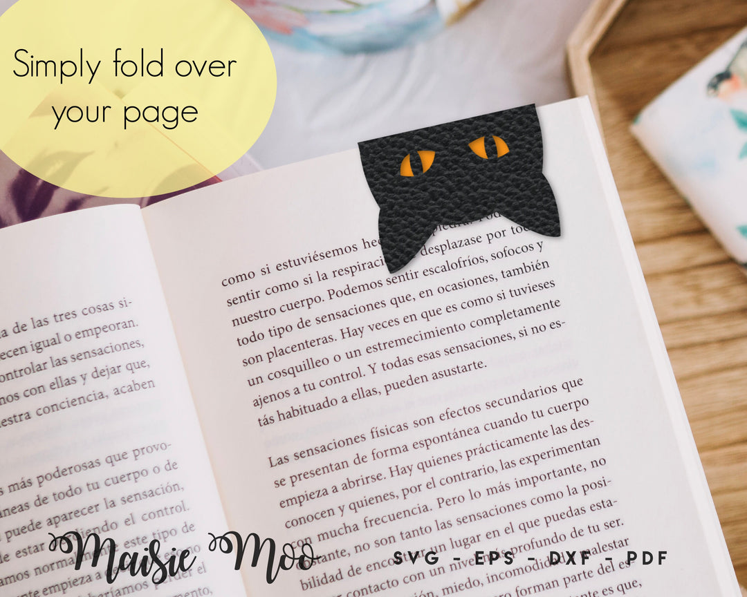 Halloween Magnetic Bookmark SVG, Page Keeper Template, Book Lover Gift, Cat, Bat, Coffin, Ghost Faux Leather Crafts Cricut Cut Files