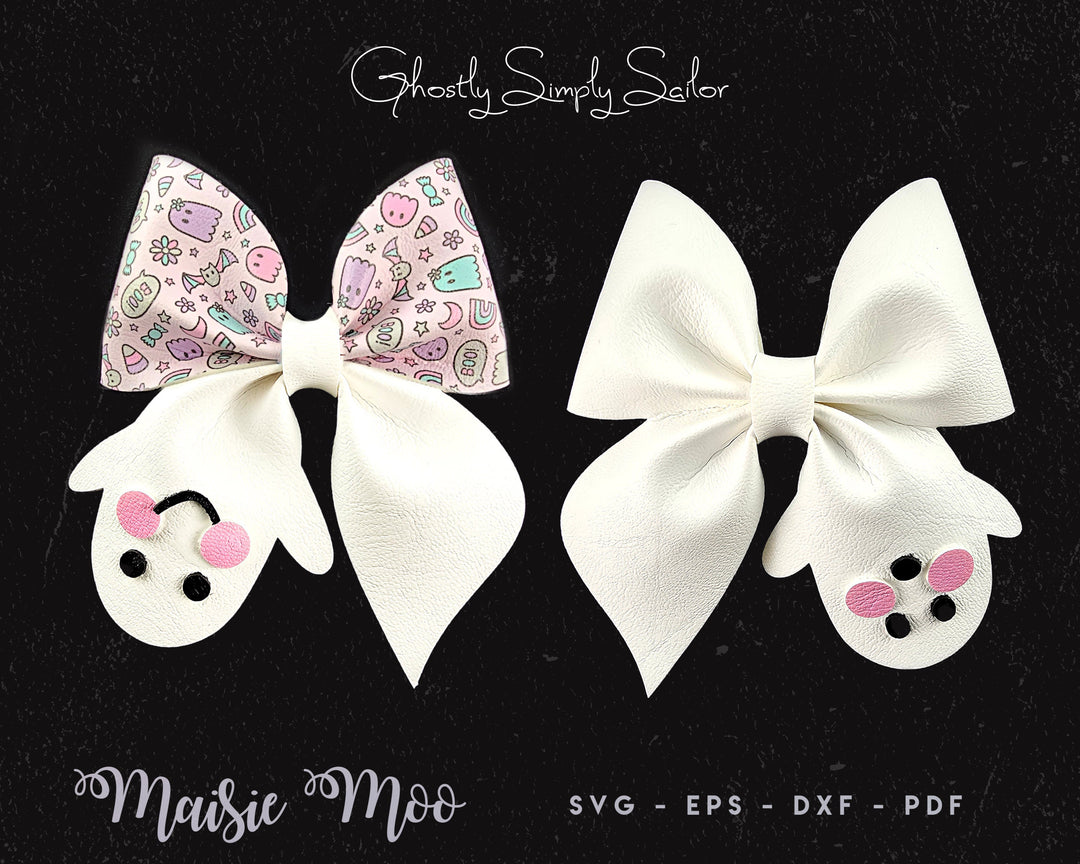 Halloween Ghost Simply Sailor Bow Template SVG, Pinch Bow PDF, Hair Bow Template, Cricut Bow svg, DIY Bow Cut File Maisie Moo