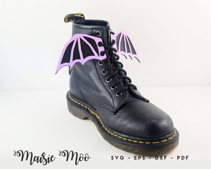 Boot Bat Wings SVG, Shoe Wings, Roller Skate Charms, Halloween Goth Kiltie Template, Faux Leather Shoe Fringe, Cricut Cut Files, Maisie Moo