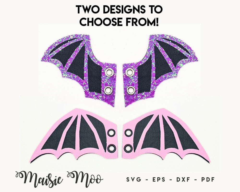 Boot Bat Wings SVG, Shoe Wings, Roller Skate Charms, Halloween Goth Kiltie Template, Faux Leather Shoe Fringe, Cricut Cut Files, Maisie Moo