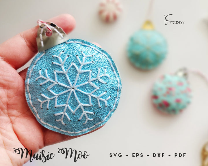 Christmas Snowflake Ornament Pattern SVG by Maisie Moo, Cricut Faux Leather Christmas Craft