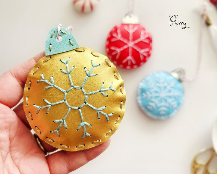 Christmas Snowflake Ornament Pattern SVG by Maisie Moo, Cricut Faux Leather Christmas Craft
