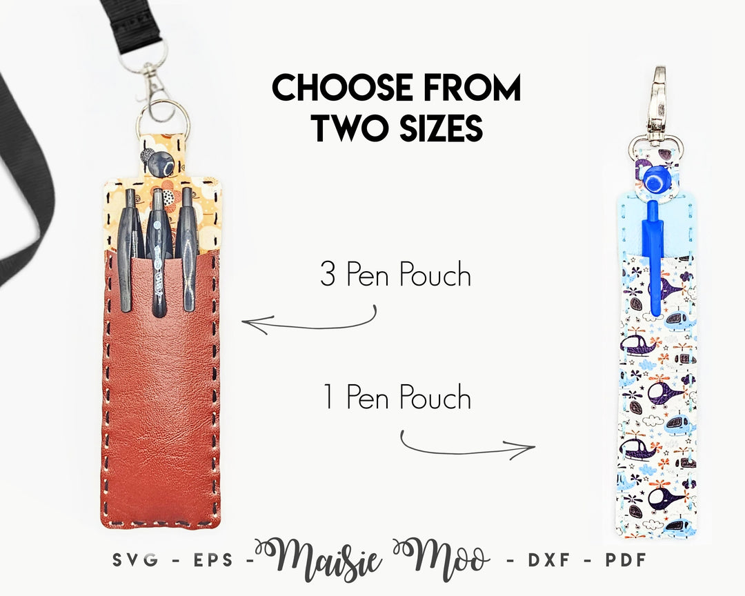 Lanyard Pen Holder SVG | Lanyard Pen Pouch Pattern | Faux Leather Keychain Pencil Case Template | Teacher, Nurse, Doctor, Student |