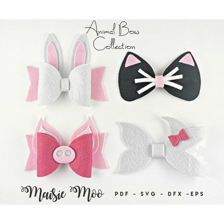 Kitty Bow SVG Template - Hair Bow Template SVG - Pussy Cat