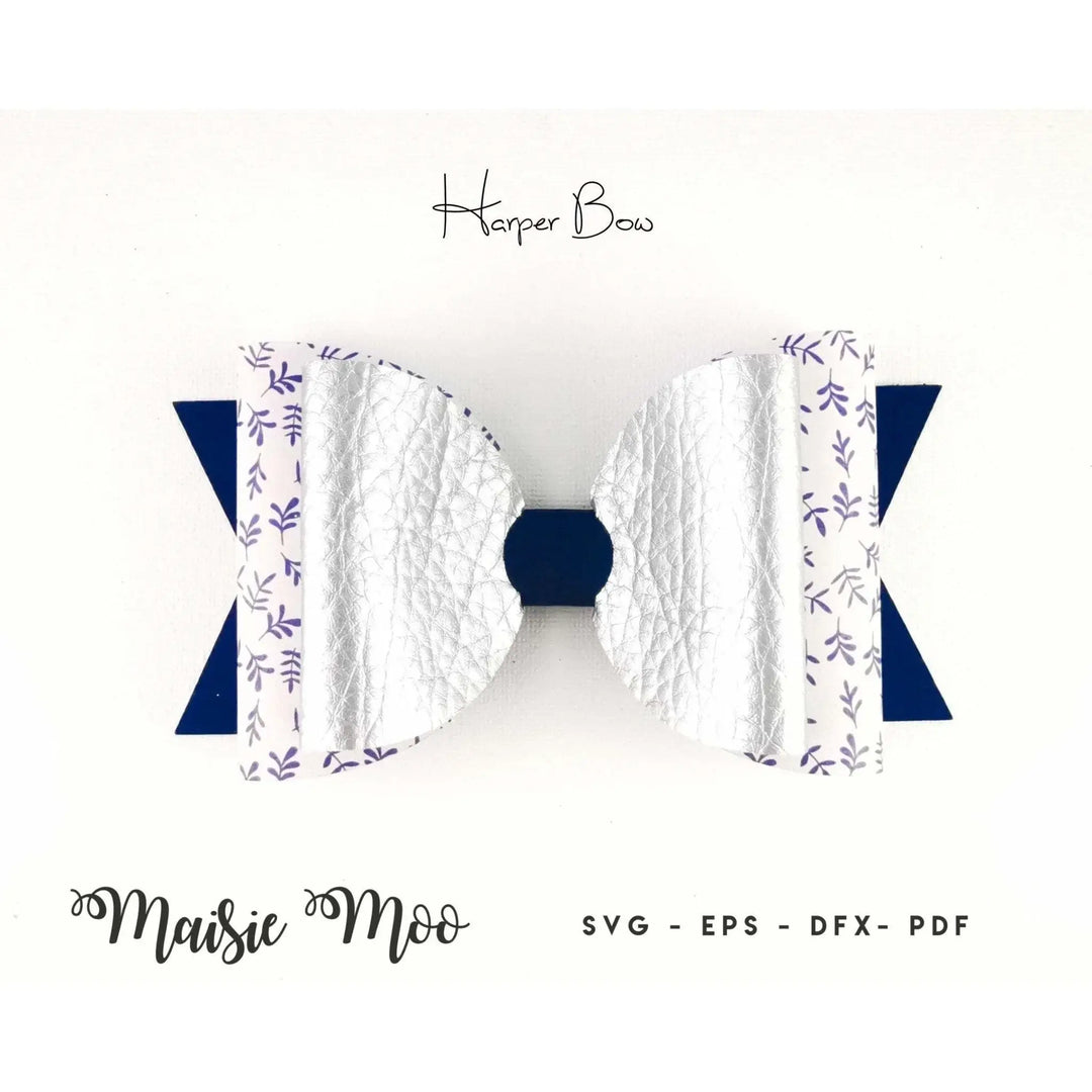 Starter Pack Bow Template | Faux Leather Bow SVG | Bow Bundle SVG - Maisie Moo