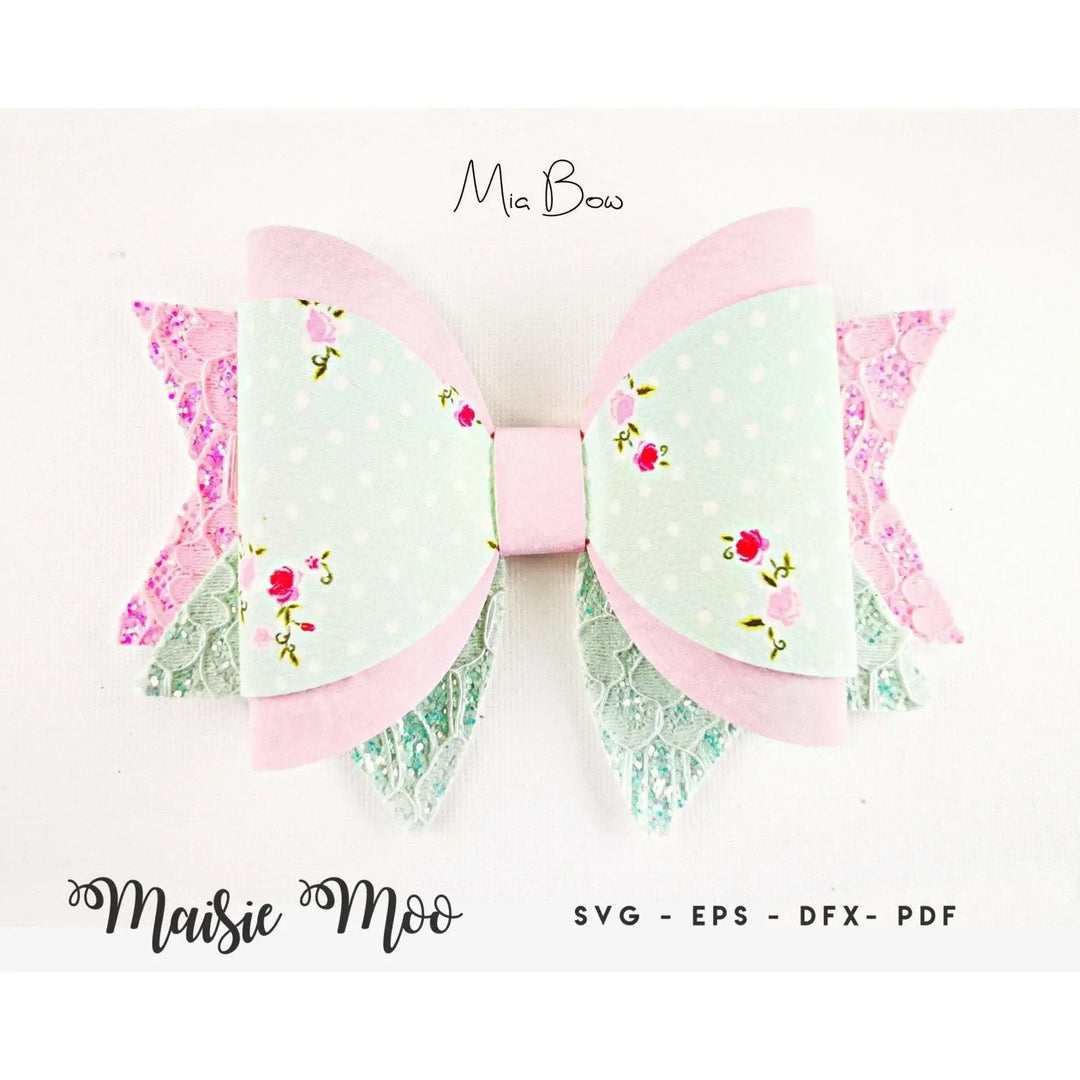 Starter Pack Bow Template | Faux Leather Bow SVG | Bow Bundle SVG - Maisie Moo