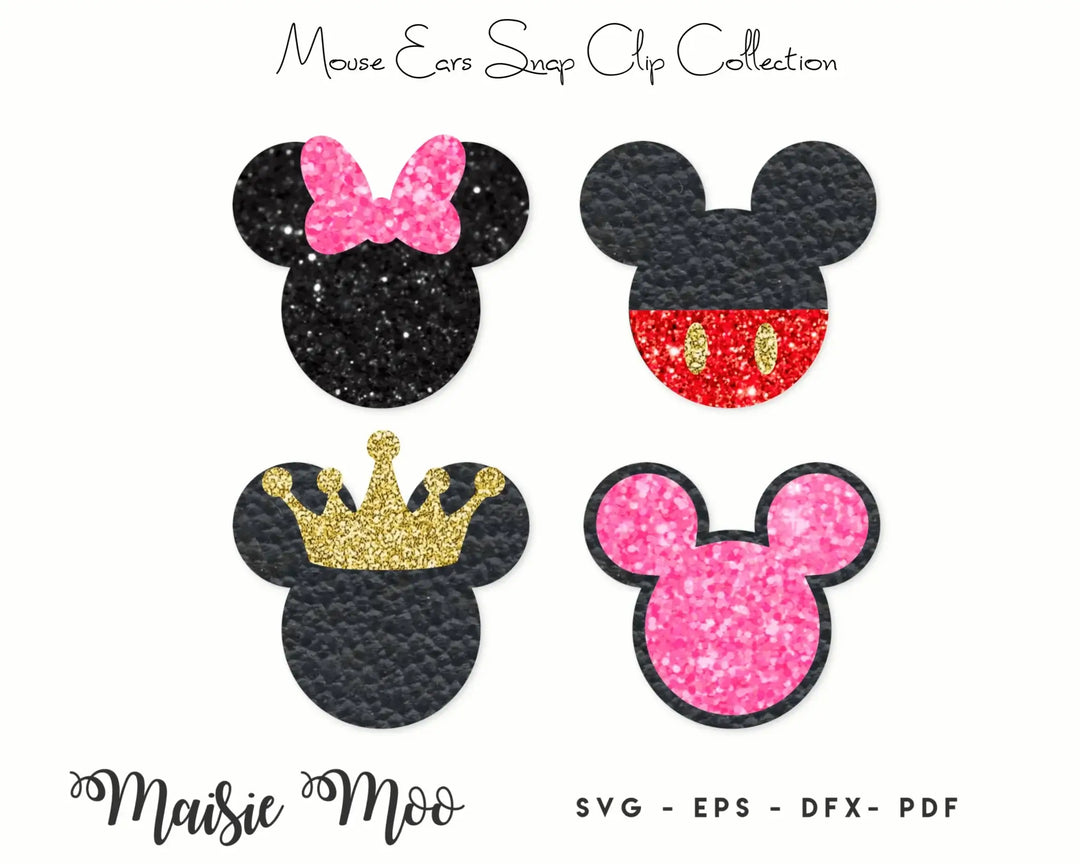 Minnie Snap Clip SVG | Mouse Ears Snapclip Template | Bow Centers - Maisie Moo