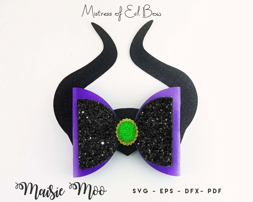 Mistress of Evil Bow SVG | Witch Hair Bow | Halloween Bow Template - Maisie Moo