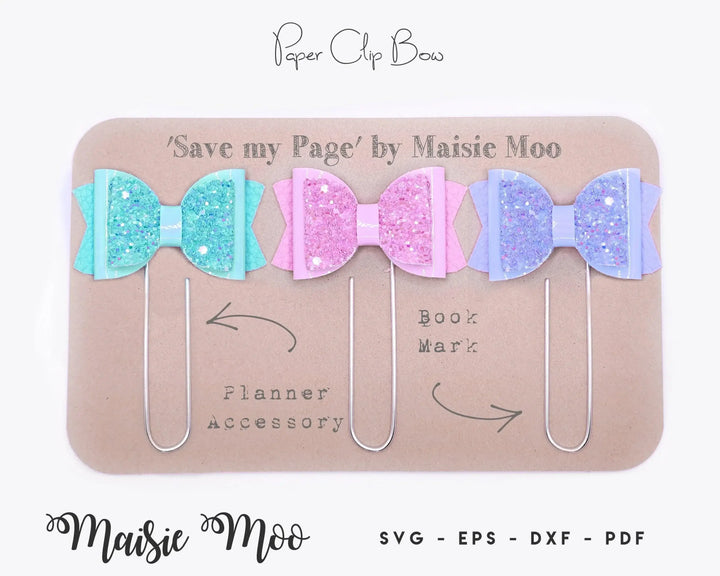 Paperclip Bow Bookmark SVG, Page Keeper Template, Gift Set Book 