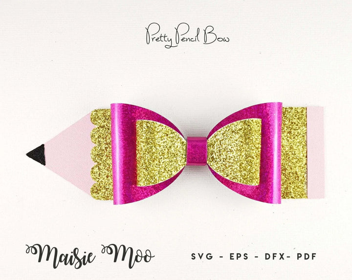 Pencil Bow SVG | Back to School Bow Template SVG - Maisie Moo