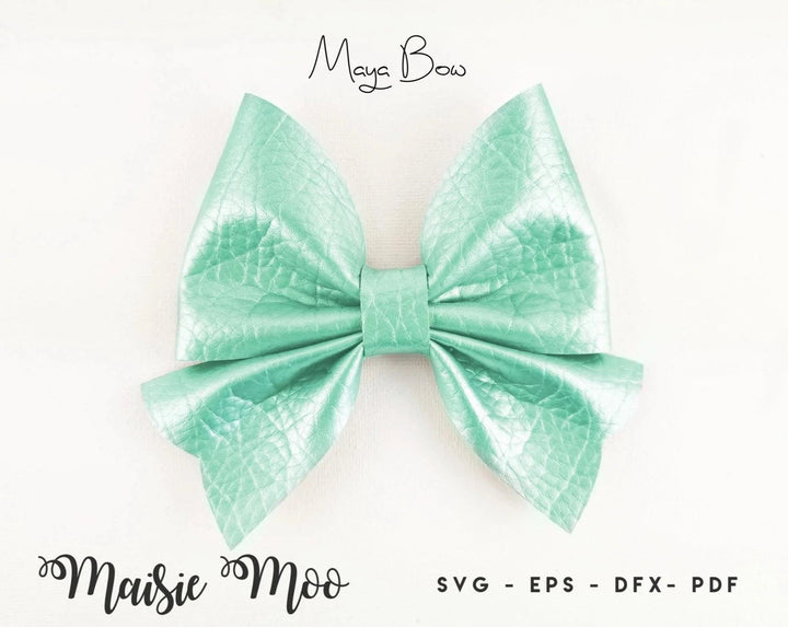 Pinch Bow Template SVG | Maya Bow SVG | Faux Leather Hair Bow Template - Maisie Moo