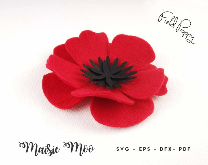 Poppy SVG Flower Template | Felt Flower SVG | 3D Felt Flower Pattern - Maisie Moo
