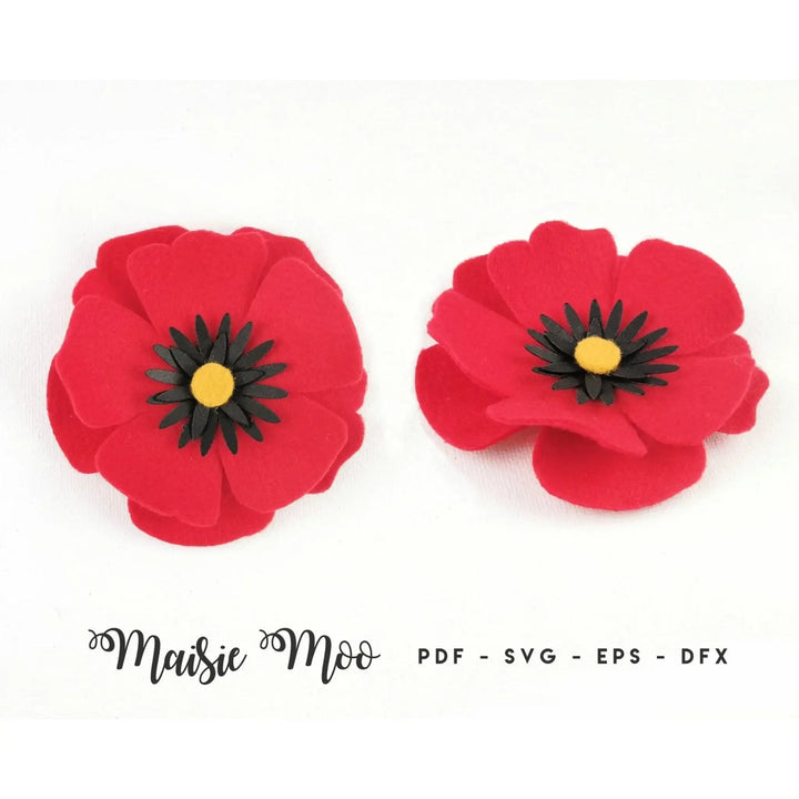 Poppy SVG Flower Template | Felt Flower SVG | 3D Felt Flower Pattern - Maisie Moo