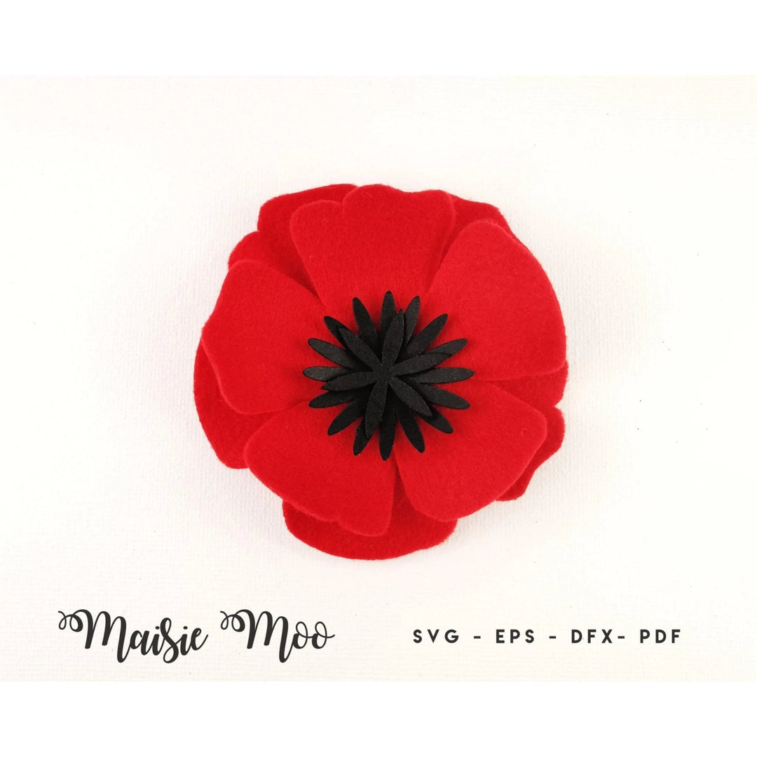 Poppy SVG Flower Template | Felt Flower SVG | 3D Felt Flower Pattern - Maisie Moo