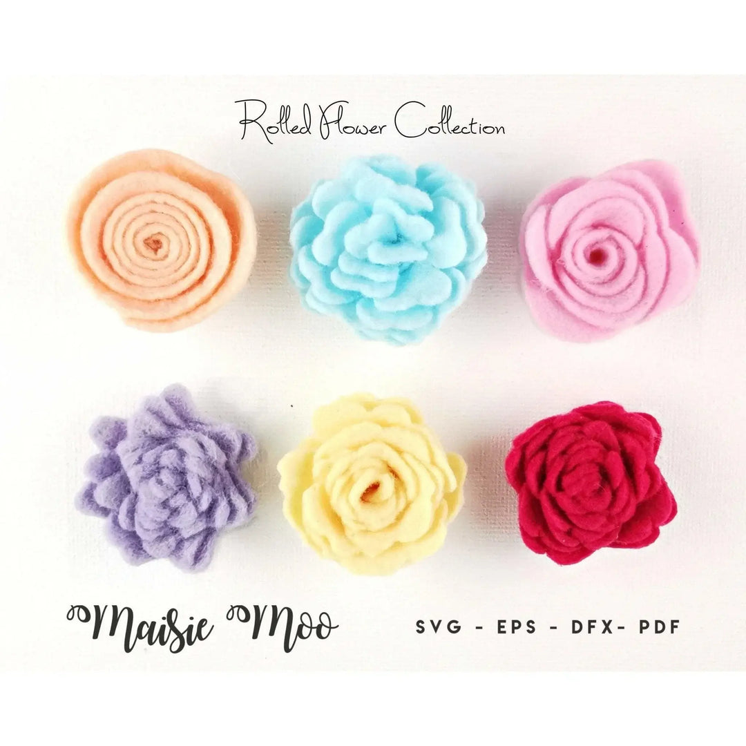 Rolled Felt Flower SVG | Felt Flower Template |,Felt Flower PDF Pattern - Maisie Moo