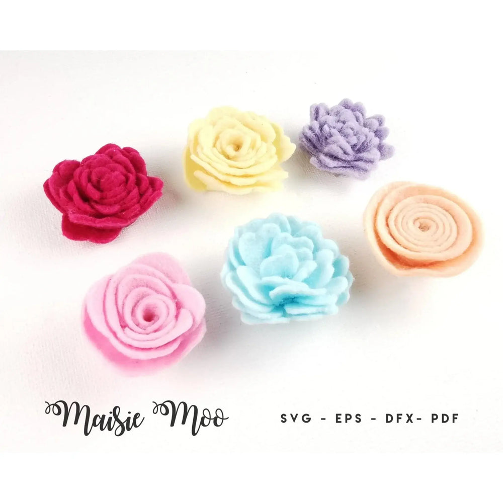 Rolled Felt Flower SVG | Felt Flower Template |,Felt Flower PDF Pattern - Maisie Moo