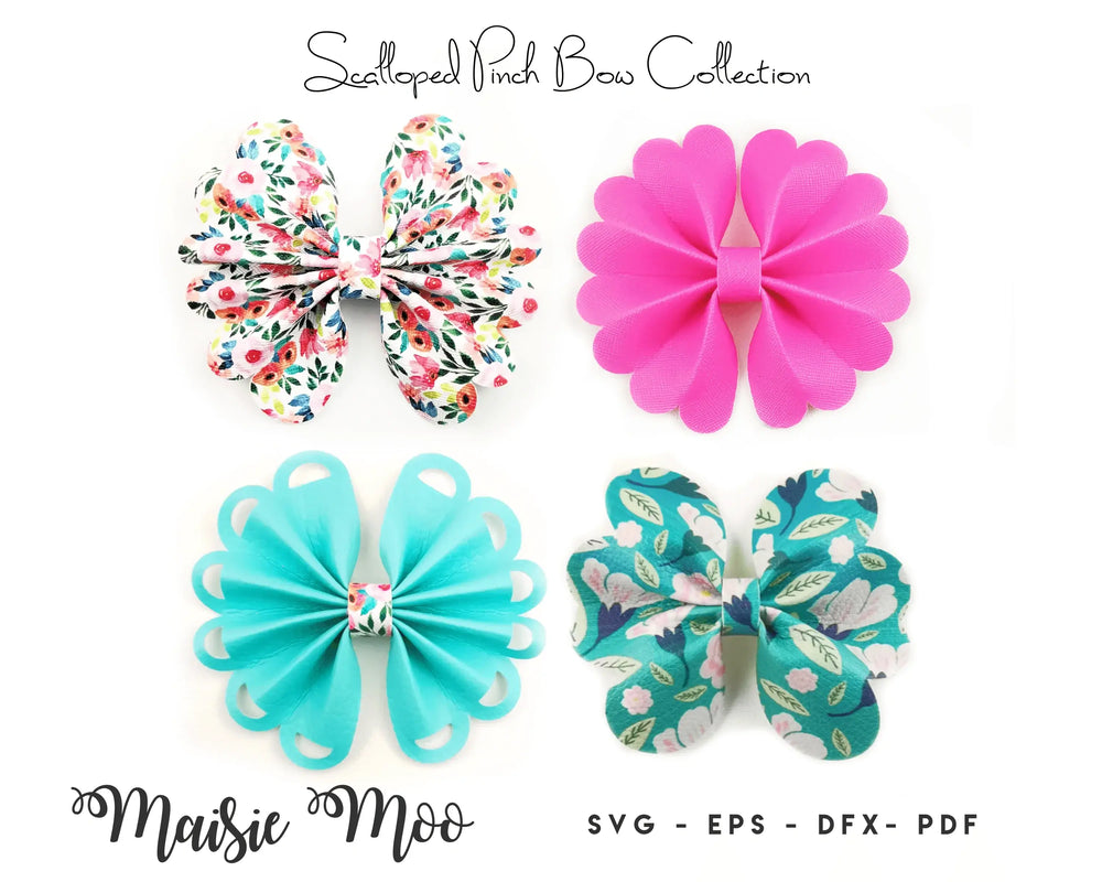 Lace Scalloped Pinch Bow SVG | Lacey Pinch Bow Template |