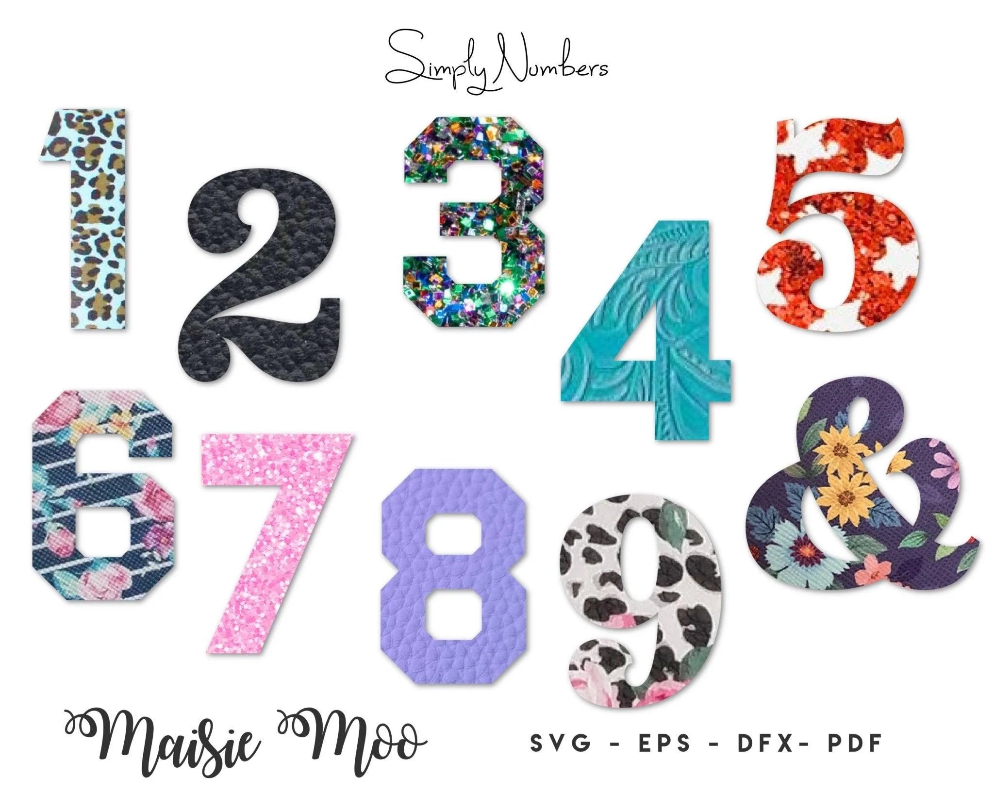 Number SVG, Birthday Template, Age Number Template, Bow SVG, Faux Lea ...