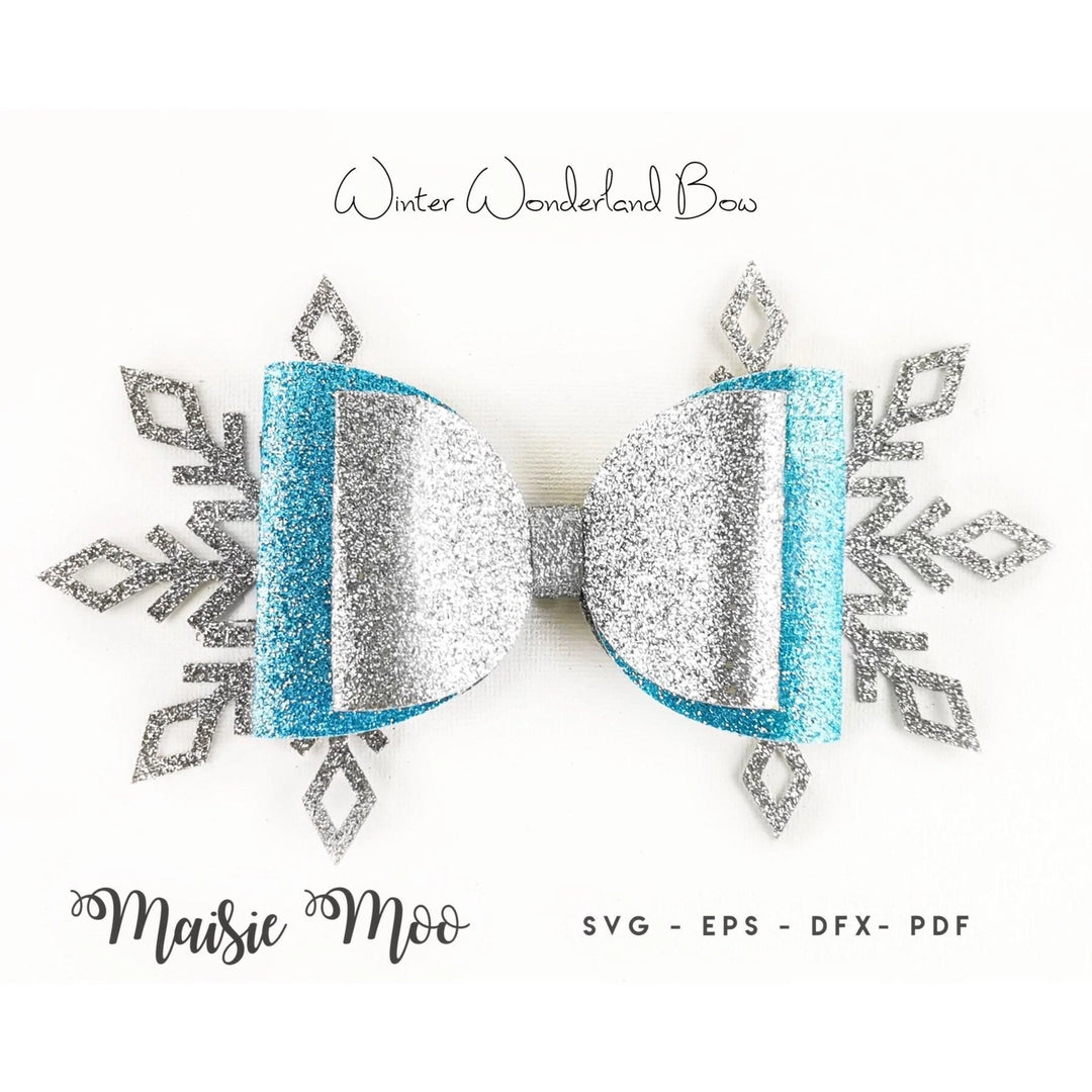 Snowflake Bow Template | Winter Bow SVG | Frozen Bow - Maisie Moo