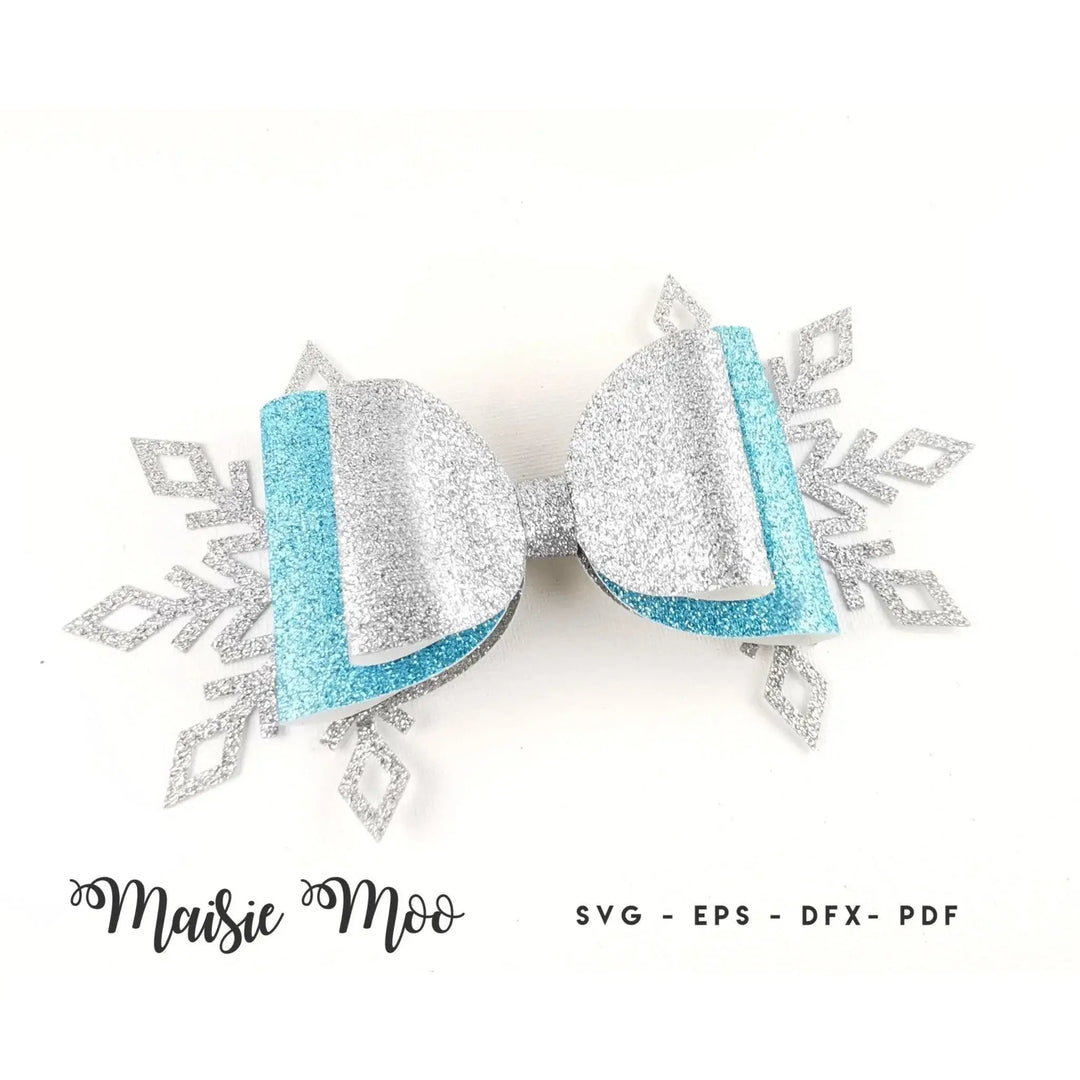 Snowflake Bow Template | Winter Bow SVG | Frozen Bow - Maisie Moo