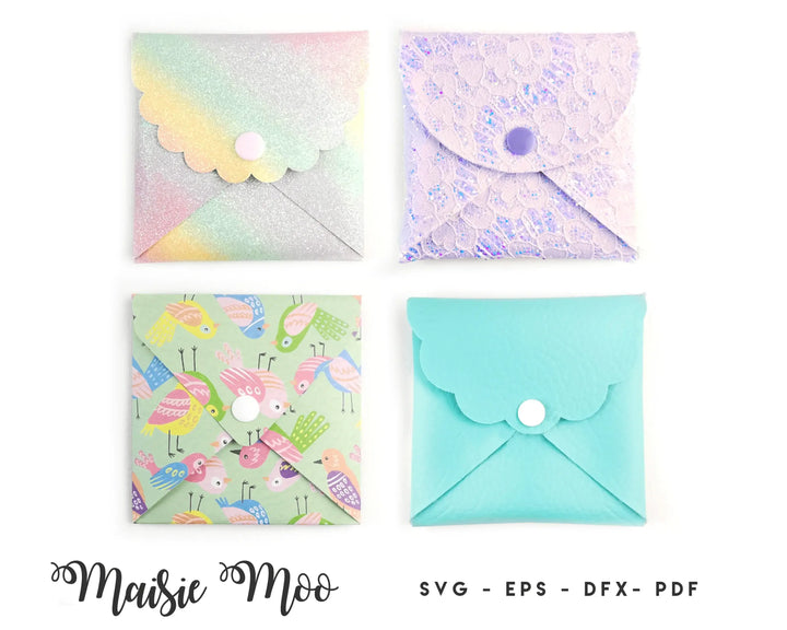 Square Coin Purse SVG Bundle, Face Mask Pouch SVG Card Pouch Template