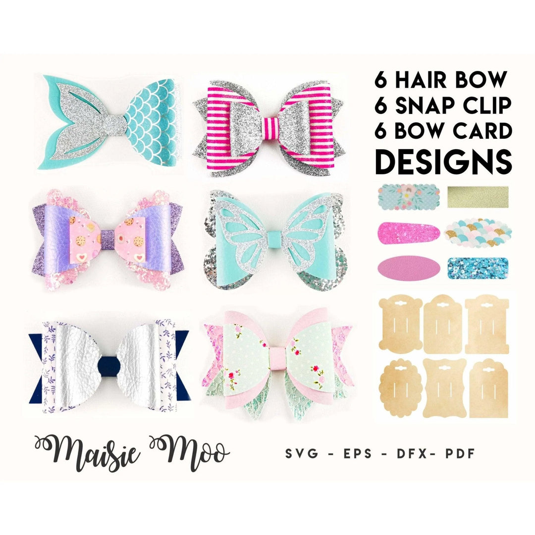Starter Pack Bow Template | Faux Leather Bow SVG | Bow Bundle SVG - Maisie Moo