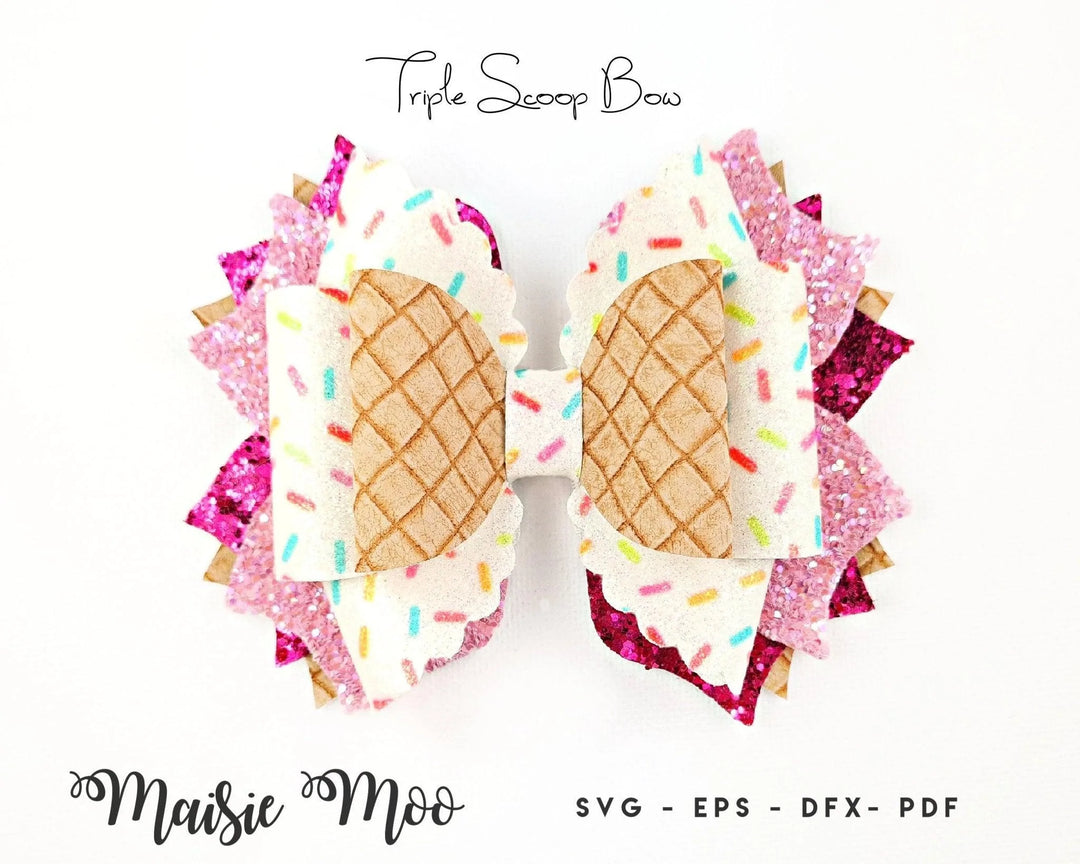 Triple Scoop Faux Leather Bow - Maisie Moo