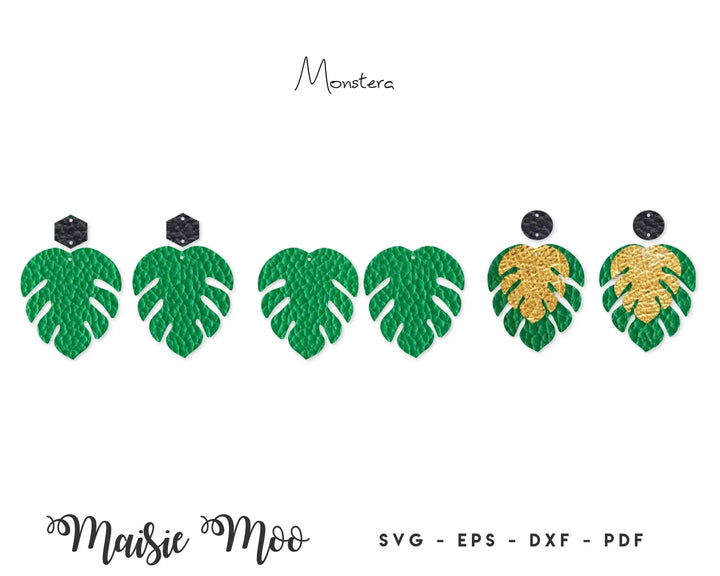 Tropical Summer Earring SVG | Faux Leather Beach Earring Templates | Monstera Palm Tree Watermelon Pineapple Cricut Earring SVG |