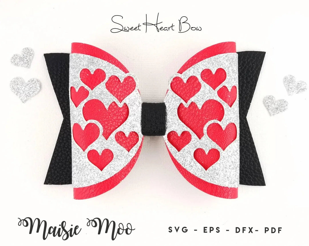 Heart Bow SVG | Love Heart Bow Template | Valentine Bow SVG - Maisie Moo