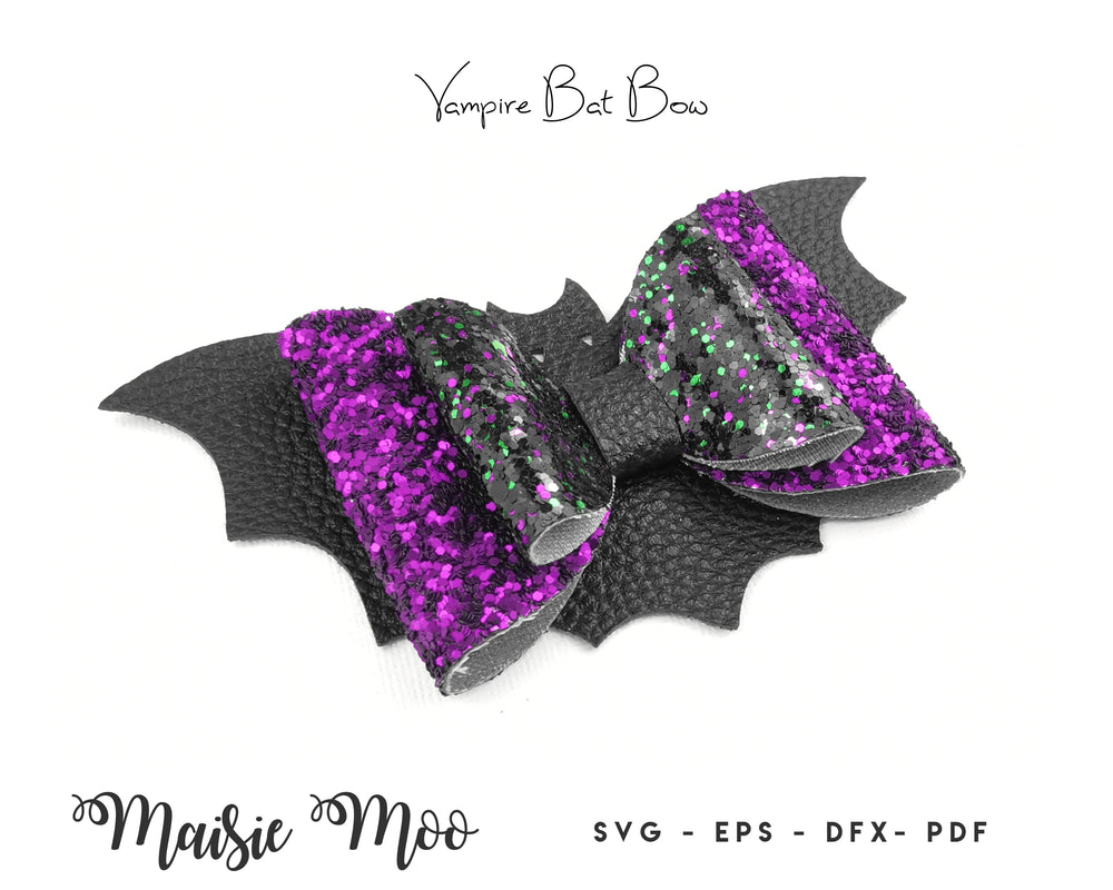 Vampire Bat Hair Bow SVG | Halloween Bow SVG | Double Bat Wings