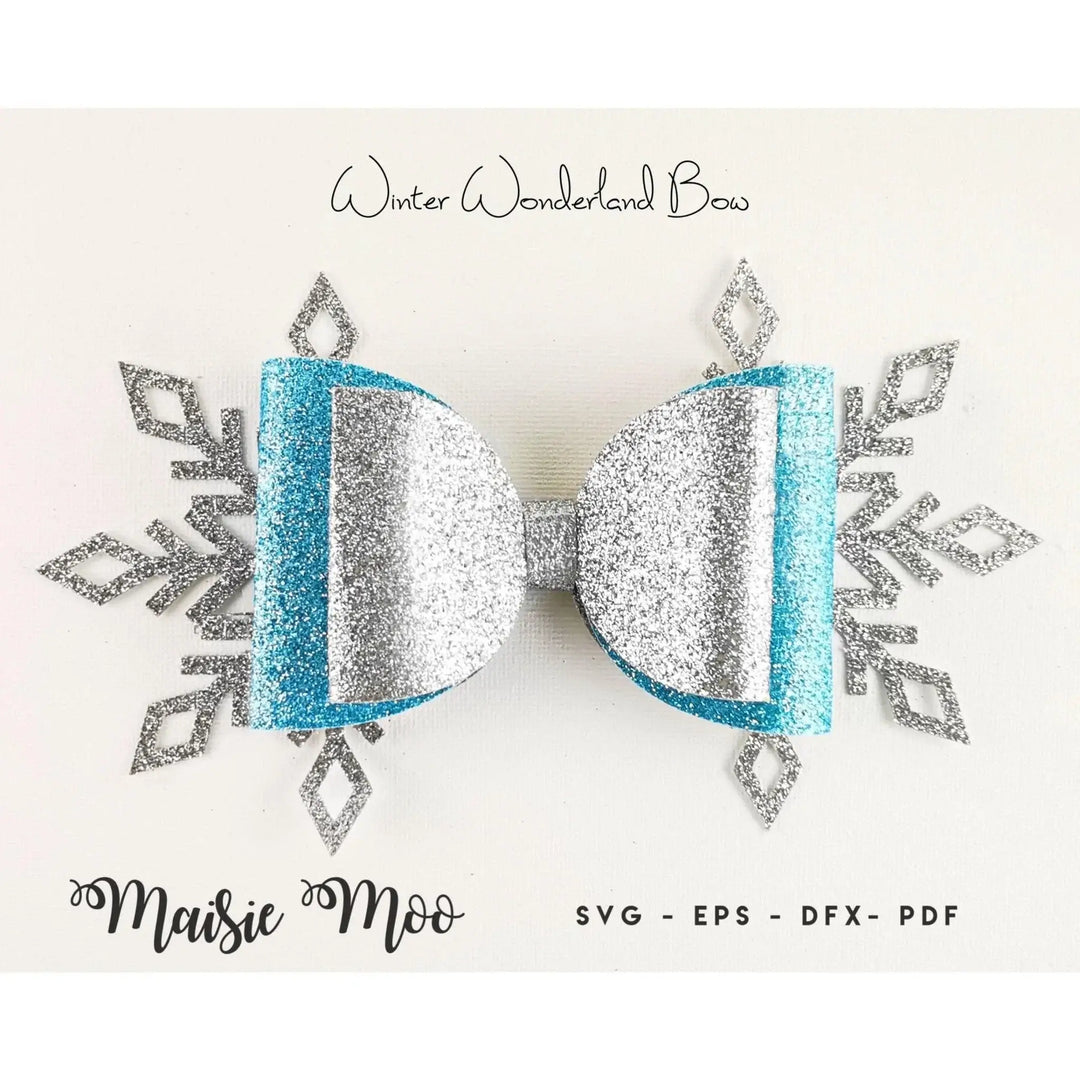 Snowflake Bow Template | Winter Bow SVG | Frozen Bow - Maisie Moo